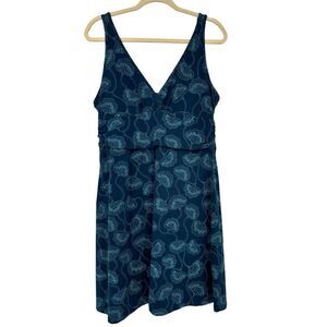 Patagonia Navy Blue Floral V-Neck Mini Dress